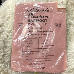 Alberts seamless all nylon barefoot panty hose nude toe/ nude heel sexy sheer 🔥